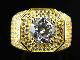 4.00 Ct Mens Pave Diamond Octagon Wedding Pinky Ring With 14K Yellow Gol... - $155.49