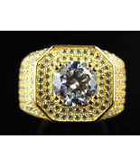4.00 Ct Mens Pave Diamond Octagon Wedding Pinky Ring With 14K Yellow Gol... - $189.62