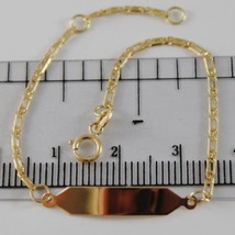 18K YELLOW GOLD KIDS BRACELET 5.90 ENGRAVING PLATE, MINI FLAT LINK MADE IN ITALY image 1