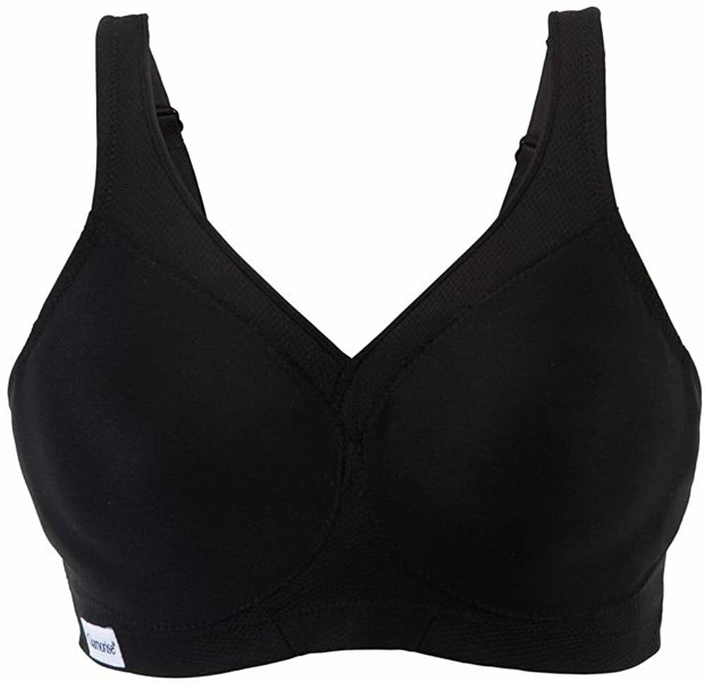 GLAMORISE Black Ultimate Full Figure Soft Cup Sports Bra, US 42D, UK ...