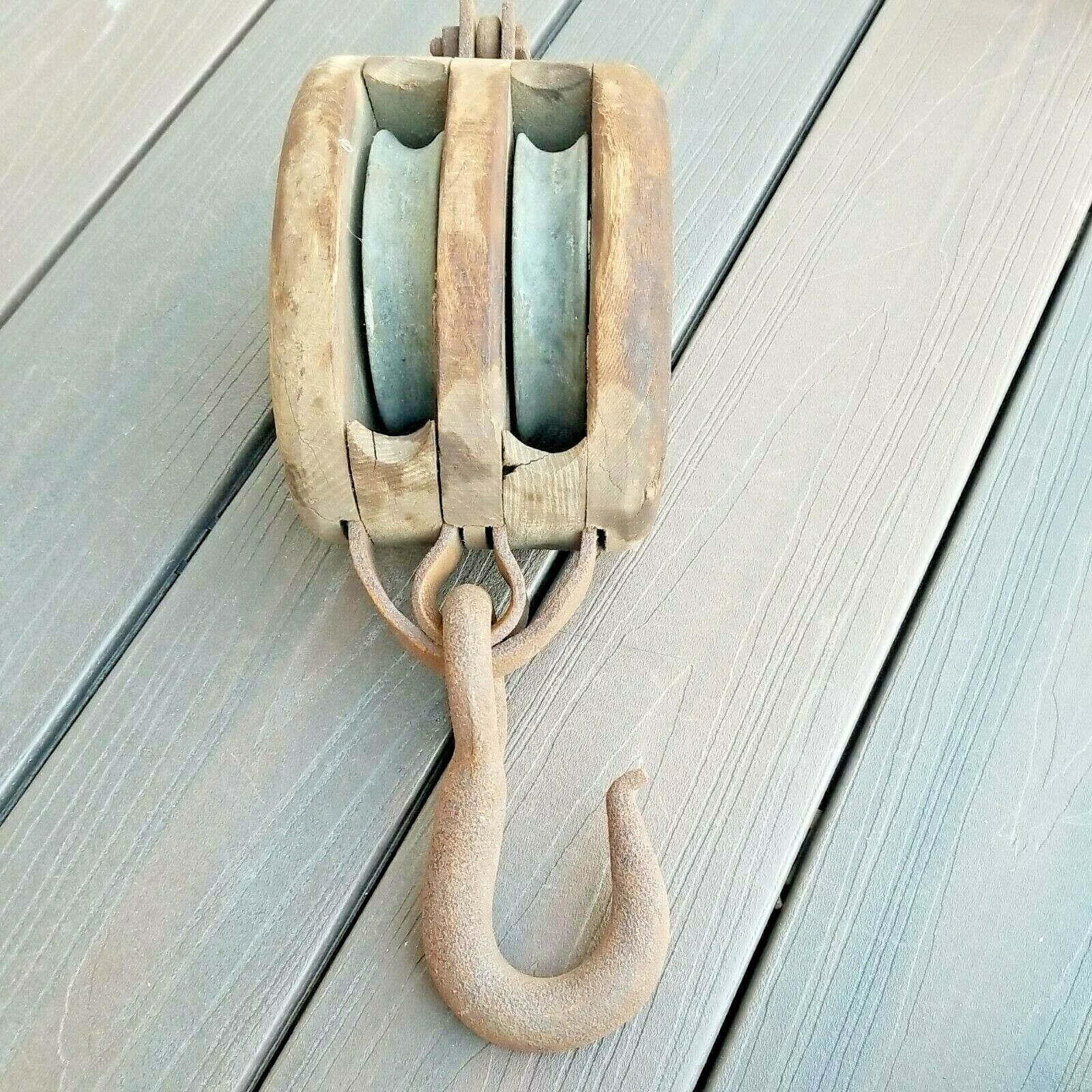 Large Pulley with Clevis Swivel Hook Farmhouse Pulley Hanger 