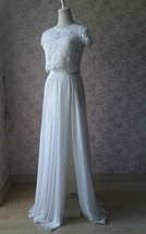 Side Slit Maxi Chiffon Skirt Dusty Blue Wedding Chiffon Bridesmaid Outfit Plus image 8