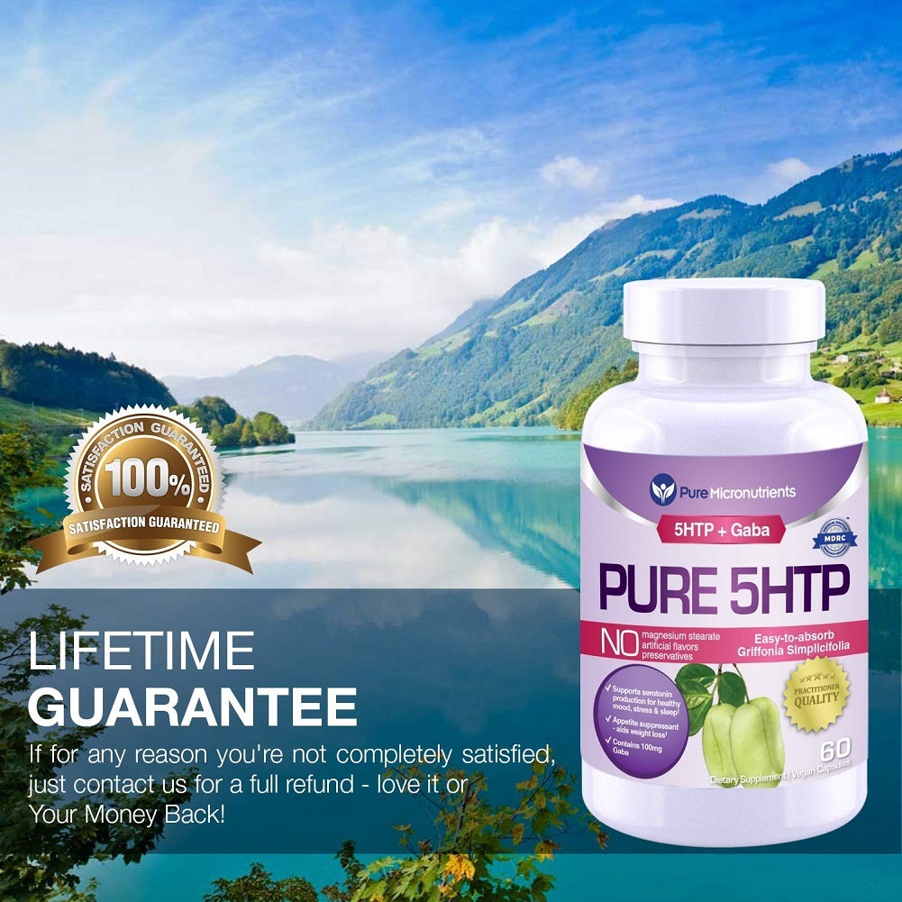Pure 5HTP (5Hydroxytryptophan) Plus GABA Serotonin Support for Sleep, Mood Dietary Supplements
