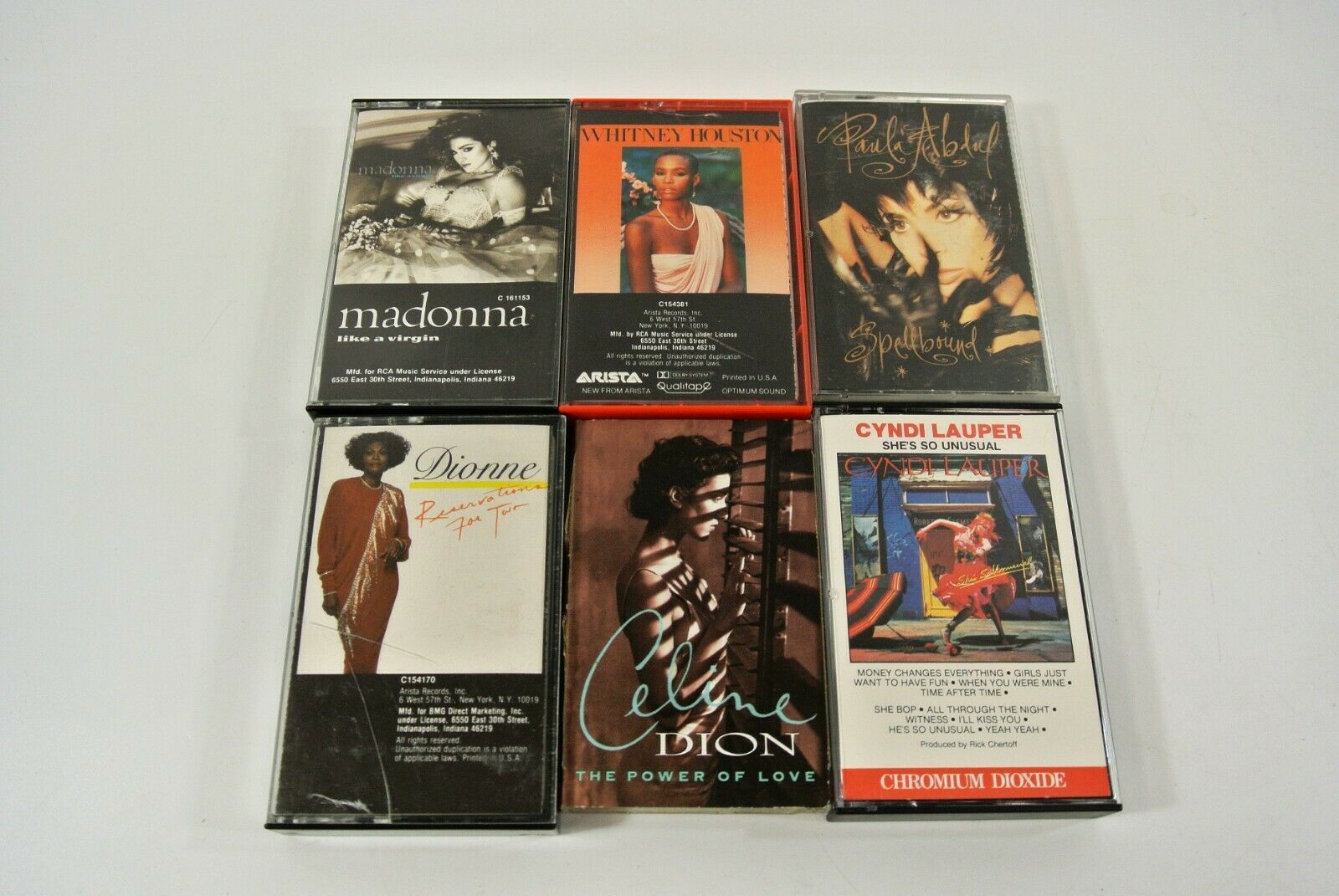 Pop Cassette Tapes Female Artists Dion Abdul Madonna Lauper Houston