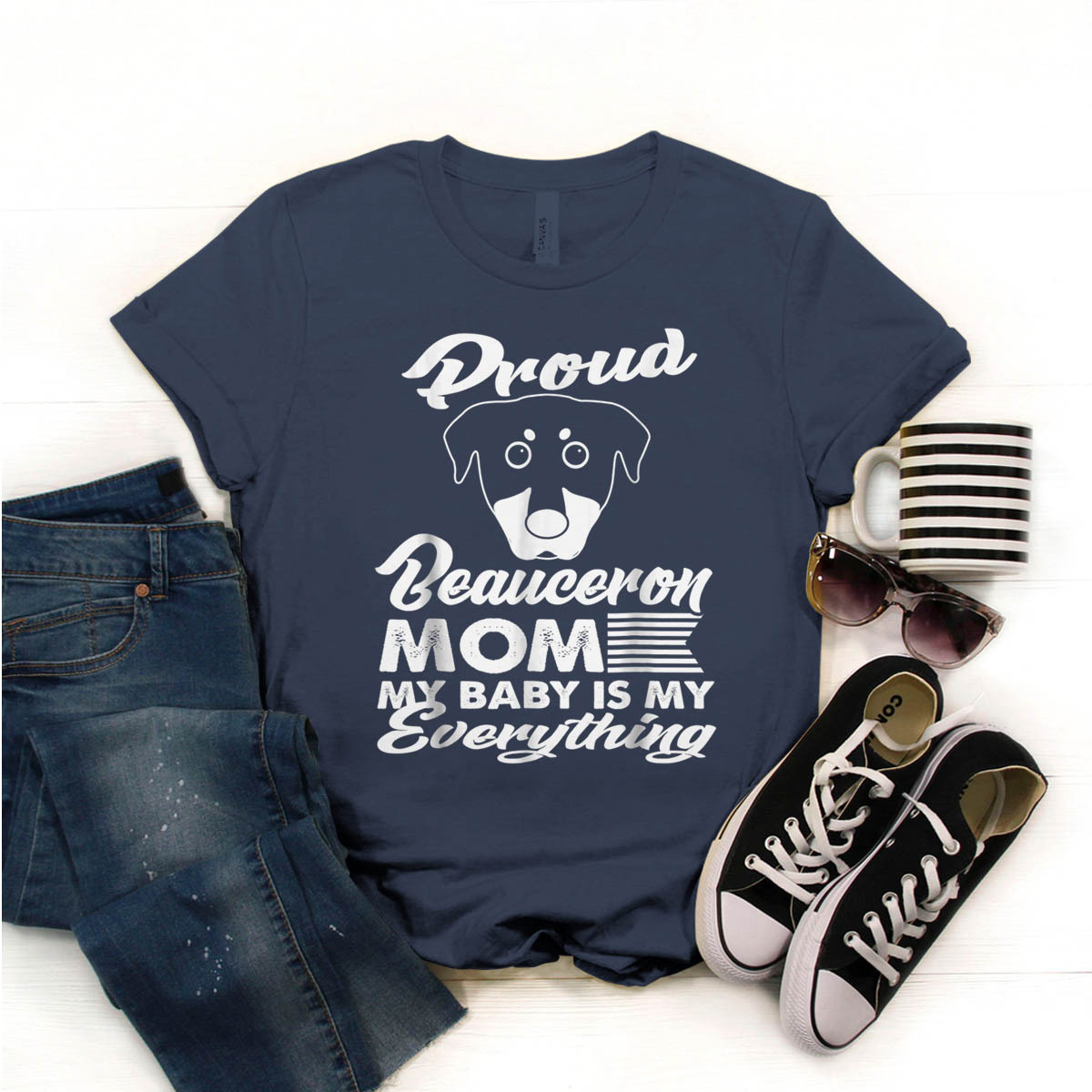 Proud Beauceron Mom Dog Mom T-Shirt Birthday Funny Ideas Gift Vintage ...