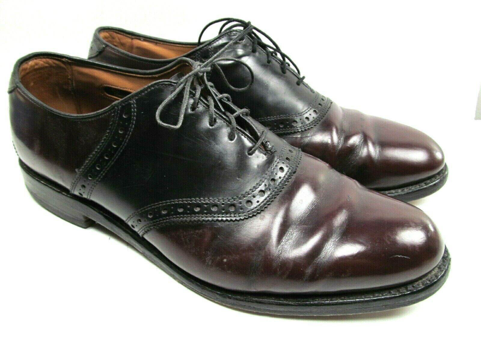 Allen Edmonds Shelton Mens Burgundy Black Leather Saddle Oxfords 11 1/2