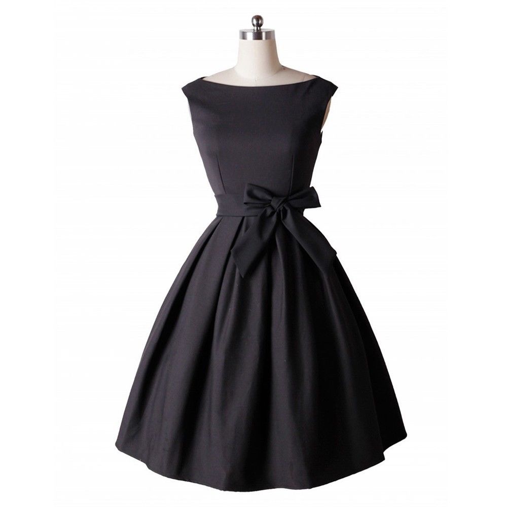 Bowknot A-line Bubble Skirt Sleeveless Dress black - Dresses