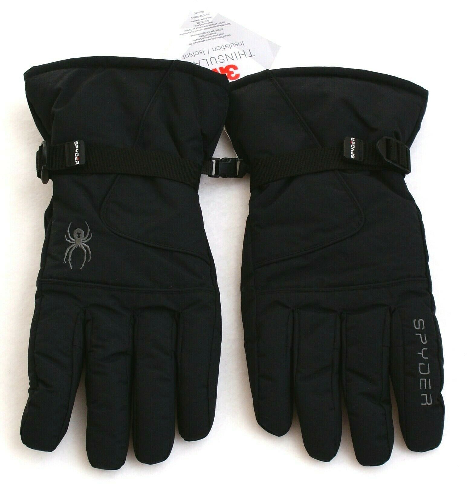 Spyder Black Shredder Ski Gloves Water Resistant Insulated Men's NWT