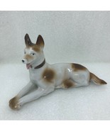Vintage Porcelain DOG Figurine GERMAN SHEPHERD Made In Japan Laying Down - $18.42