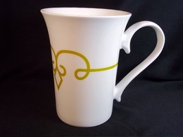 Starbucks flared china coffee mug green scrolling band with diamond 2014... - $10.94