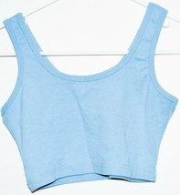 Shein Women's Ribbed Knit Blue V-Neck Cropped Crop Tank Top Size S image 2