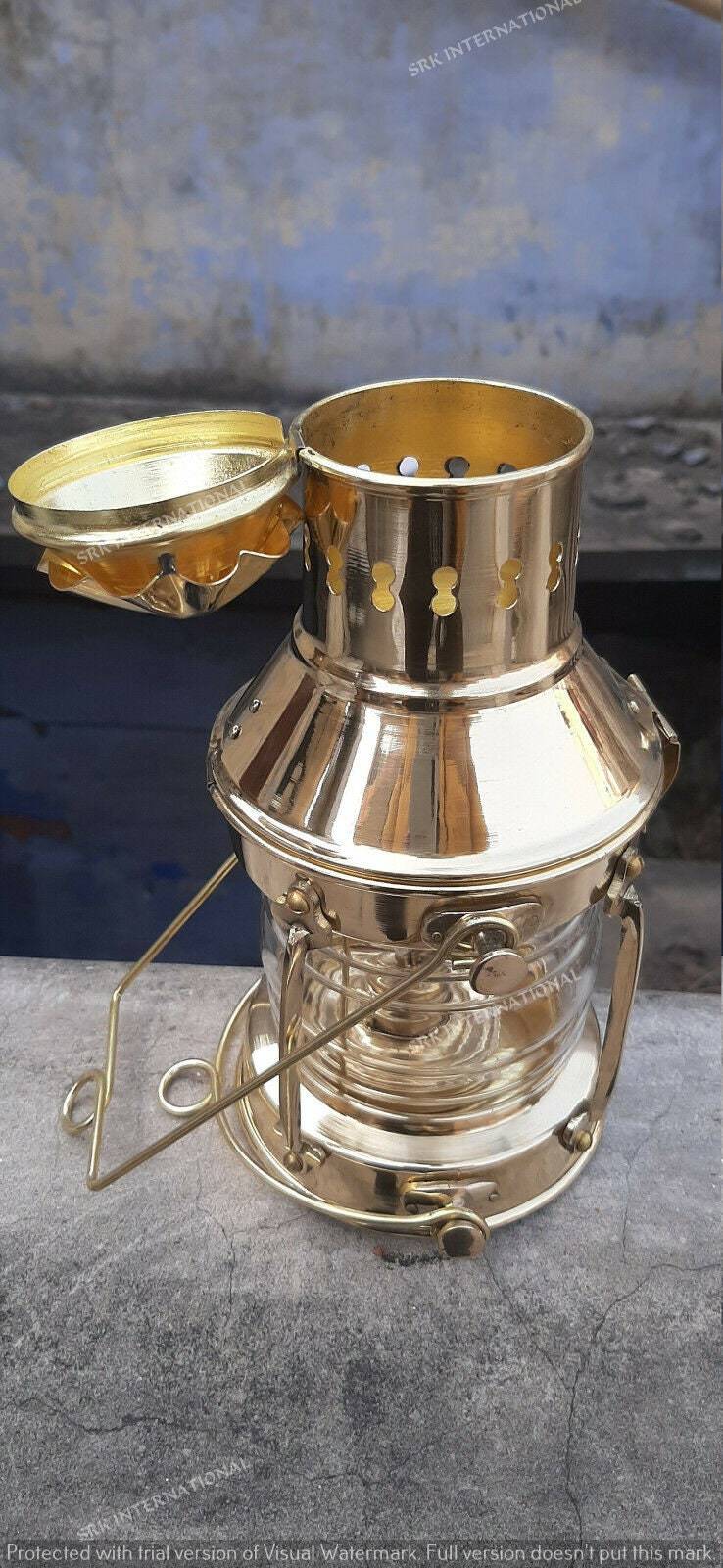 Vintage Brass Oil Lamp Maritime Ship Lantern-Anchor Boat Light Lamp ...