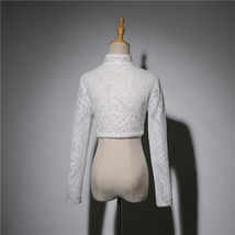 Long Sleeve Wedding Lace Cover Ups Retro Style Lace Bridal Boleros, white, plus image 3