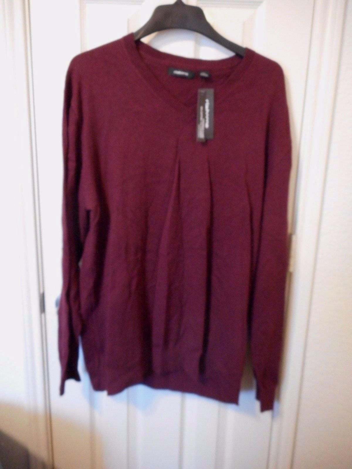 Men's Liz Claiborne Autumn Burgundy V Neck Sweater Size XXL NEW - Sweaters