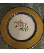 PICKARD BLUE &amp; GOLD PLATE WITH CENTER ROSE - £17.79 GBP