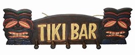 Hand Carved TIKI BAR With TWO MASKS beach Towel Hanger Holder Surfboard Wooden W - $29.64