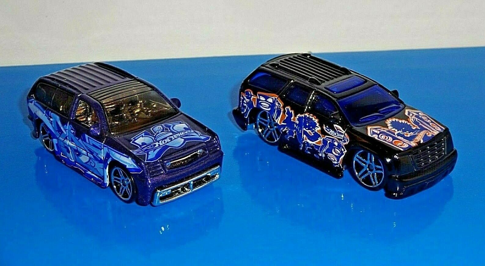 Hot Wheels Lot of 2 Loose SUV Cadillac Escalade Black & Boom Box Purple Contemporary Manufacture