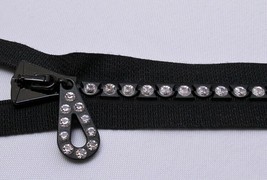 Black Zipper - 4" Closed Bottom Placket Rhinestones Swarovski® Crystals U001.35 - $15.95