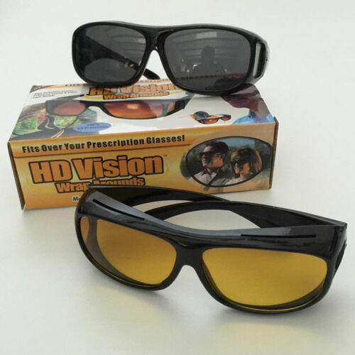 2 Pair Set Hd Night Vision Wraparound Sunglasses As Seen On Tv Fits Over Glasses Sunglasses