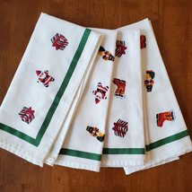 Cloth Napkins, Set of 4, Holiday Fabric, Handmade Stamped Santa Gifts Nutcracker image 1