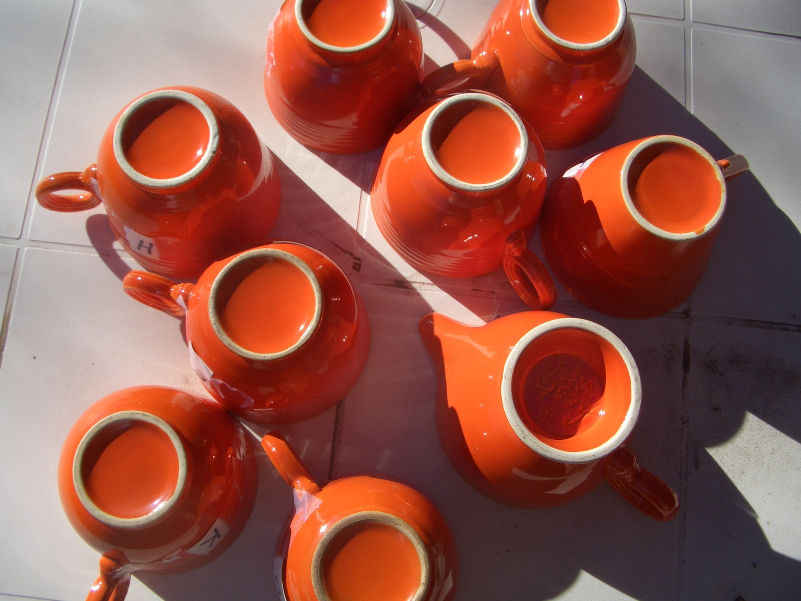 FIESTAWARE "RADIOACTIVE RED" CUPS 14 URANIUM IN GLAZE 25.00 EACH + S