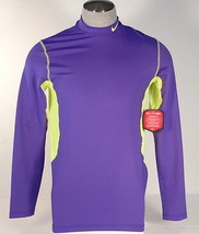 Nike Pro Combat HyperWarm Dri Fit Max Purple &amp; Volt Fitted Shirt Men&#39;s NWT - $56.24