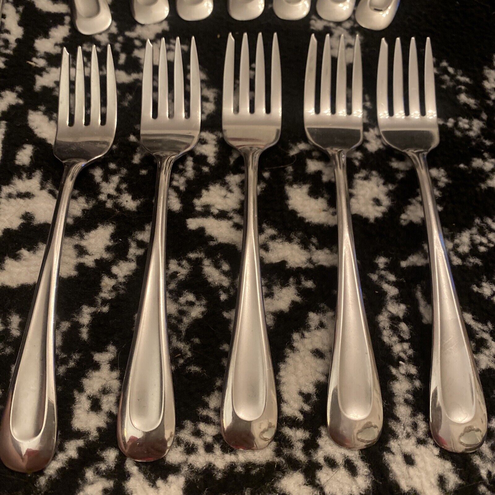5! Oneida SAND DUNE Glossy With Satin Salad Forks Stainless Flatware