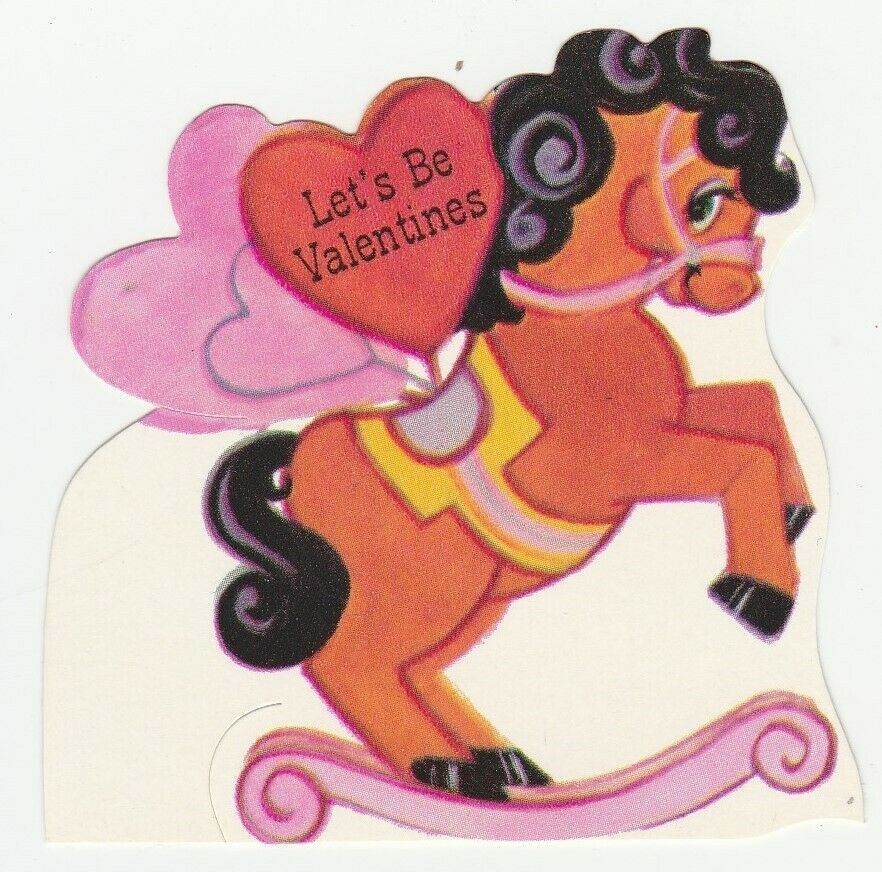 Primary image for Vintage Valentine Card Horse Rearing Up 1960's Hallmark With Envelope