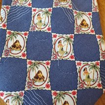 Tommy Bahama Tie, Vintage, Tropical Hula Girl Palm Tree, Blue 100% Silk Handmade image 2