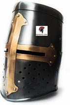 Medieval Epic Black Great Helmet Medieval Templar Helmet Cosplay Costume