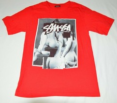Stussy Skateboard Naked Ladies T-Shirt Mens S Red Streetwear Logo Skate ... - $39.48