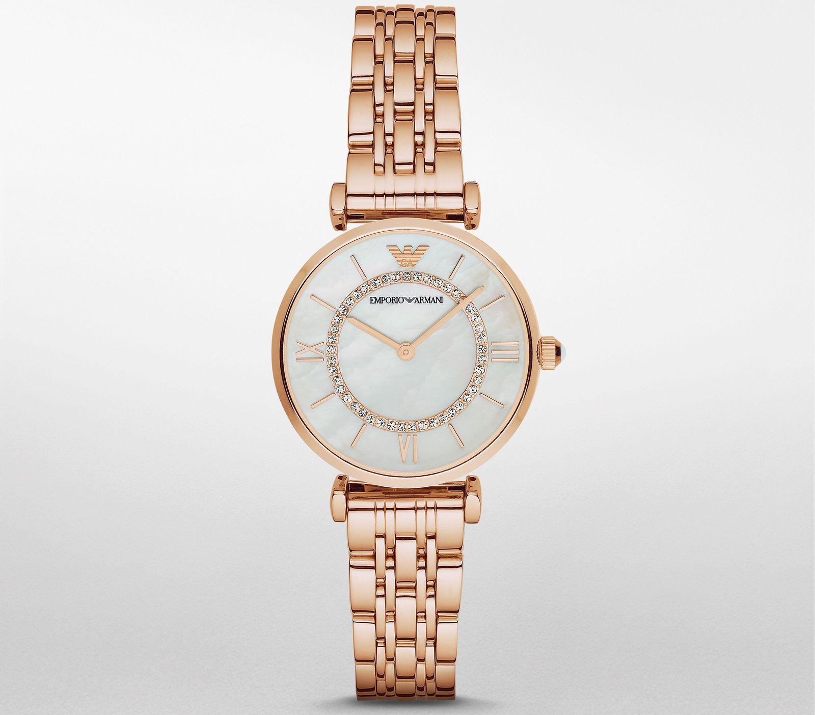 New Emporio Armani Classic Rose Gold Mother of Pearl Dial Women's Watch AR1909
