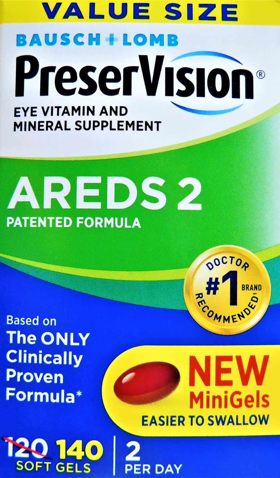 BAUSCH+LOMB PreserVision AREDS 2 Eye Vitamin And Mineral Supplement 140 ...