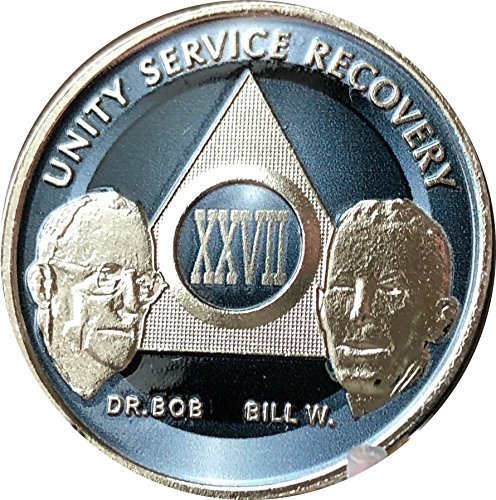 25 Year AA Sobriety Coin Medallion Rich Mandarin Red Enamel 25th Year XXV 