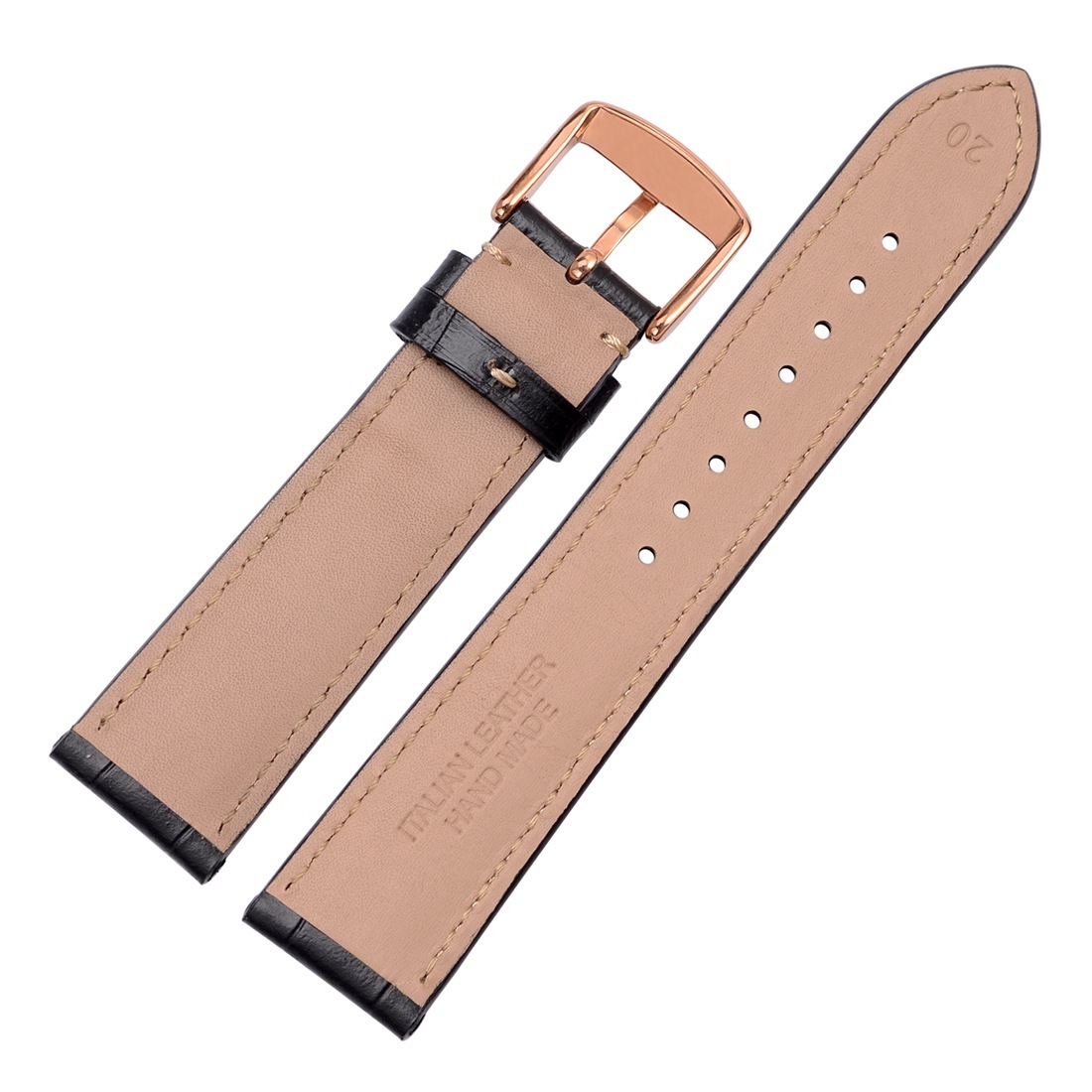 WOCCI 18mm 19mm 20mm 21mm 22mm Alligator Leather Watch Band / Rose Gold