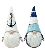 Nautical Gnome Figurines w Blue &amp; White Accents Set of 2 9.5&quot; Ocean Seas... - $59.39
