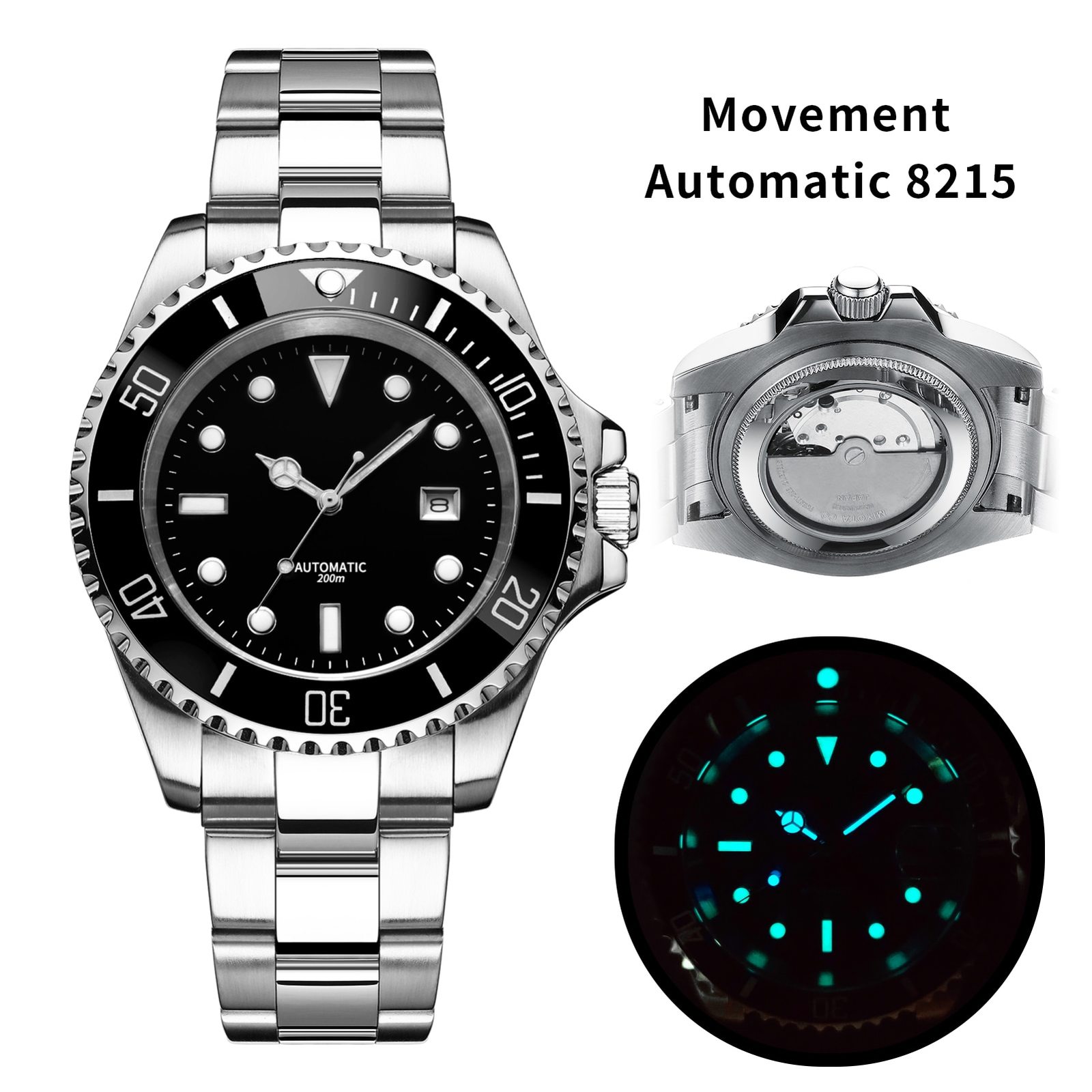 Addies Dive Automatic Watch Sapphire NH35 Steel Watches Men 200m Diver