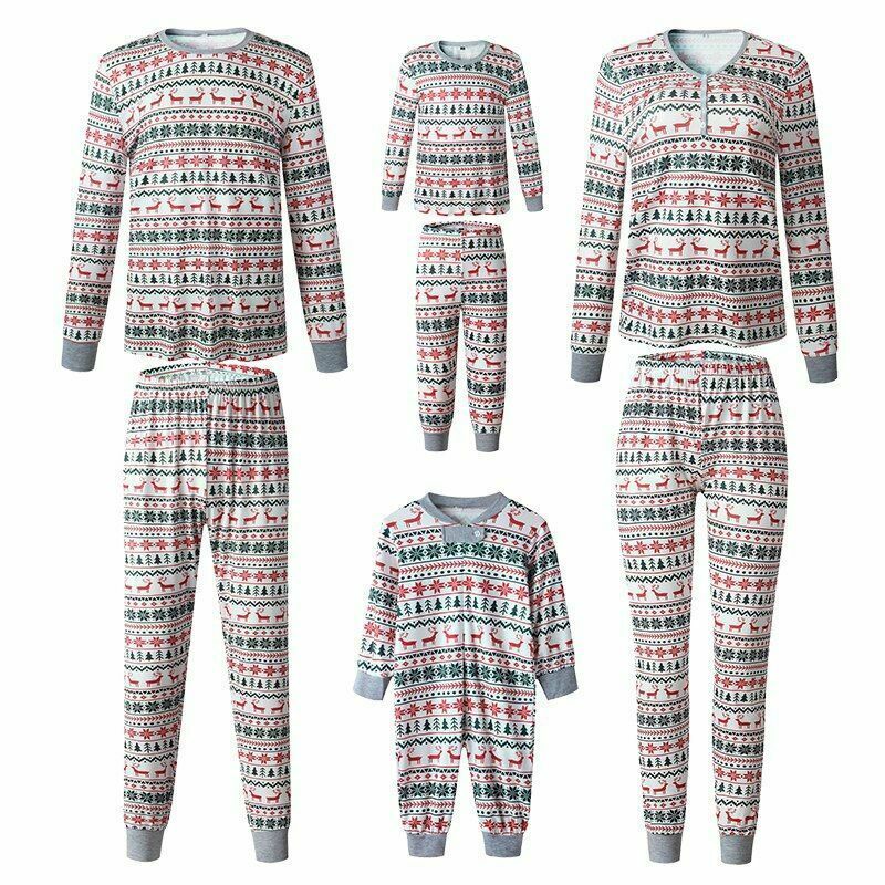 Christmas Family Matching Pajamas Xmas Men Women Kids Sleepwear Home Nightwear