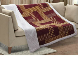HOMESTEAD RED QUILTED SHERPA SOFT THROW BLANKET 50x60 INCH image 1