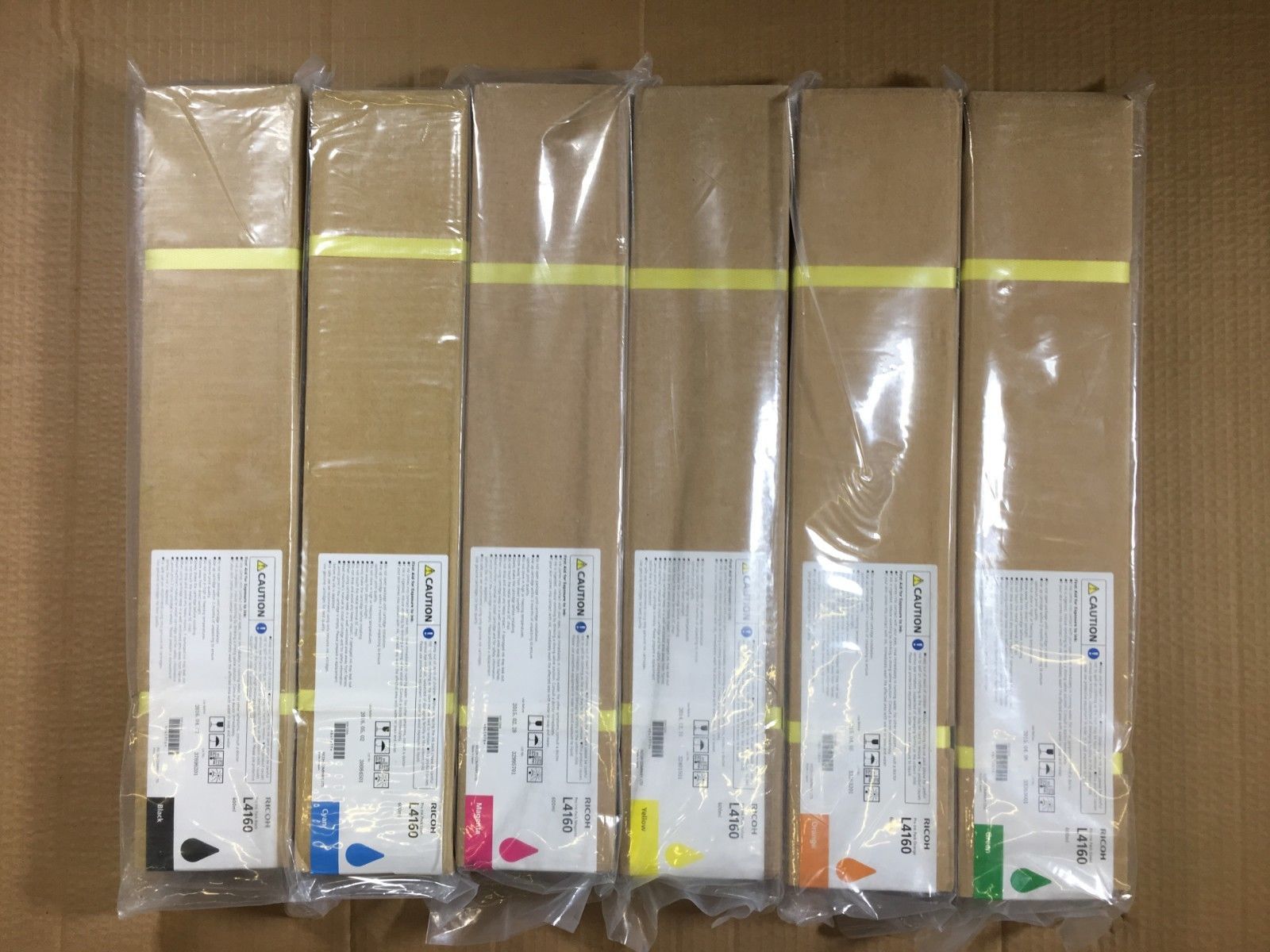 Lot of 6 OEM Ricoh Pro Ink Pack L4160 CMYKOG 600ml 841976-841981 Exp.2014-2015 - $592.02