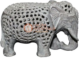 5" Mármol Hecho Maletero Hasta Elefante Estatua Mejor Hogar Decorativo Veteranos - $275.22