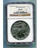 1999 AMERICAN SILVER EAGLE NGC MS69 BROWN LABEL PREMIUM QUALITY NICE COI... - $71.95