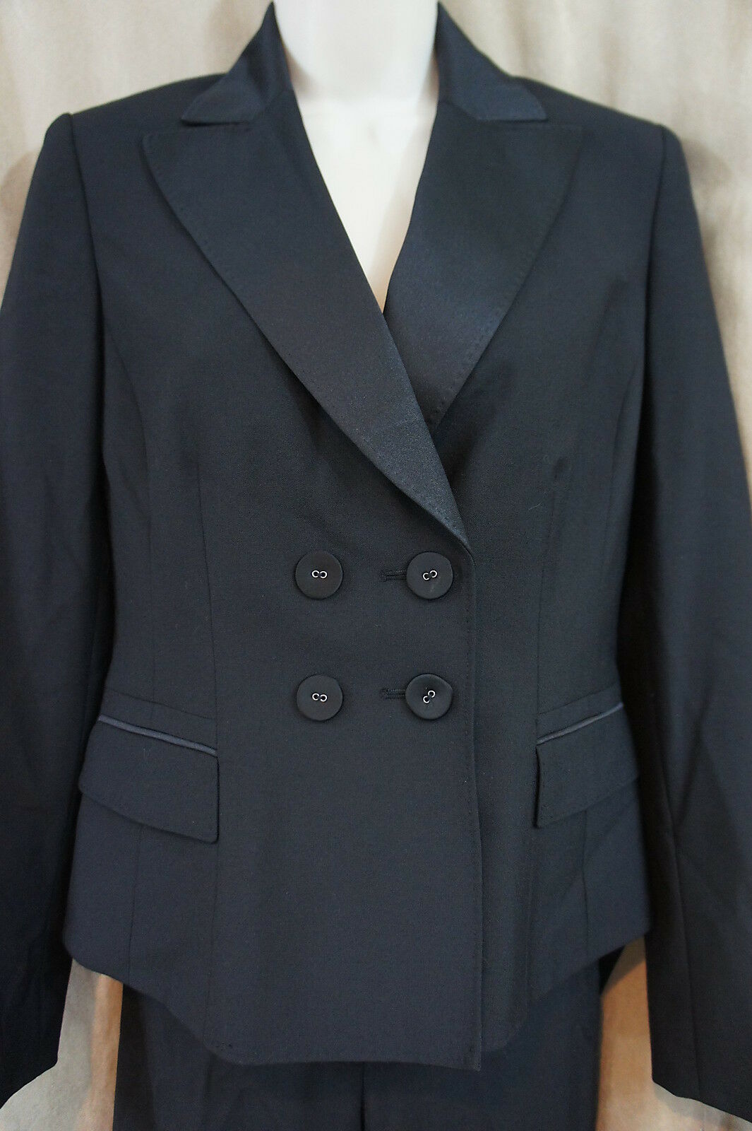 Anne Klein Pant Suit Sz 2 Onyx Black 