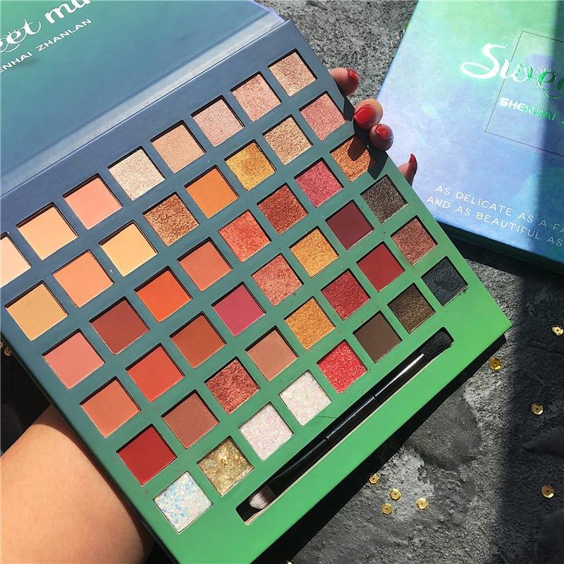 48 Color Green Glitter Eyeshadow Palette Shimmer Matte Pigmented Powder