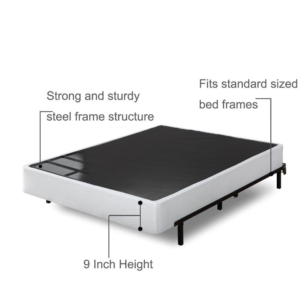 New Box Spring Bed Frame 8 Inch Mattress Foundation Strong Steel