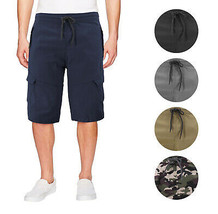 Men's Stretch Cotton Elastic Drawstring Waist Multi Pocket Casual Cargo Shorts