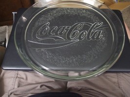 Vintage COCA-COLA Logo Clear Glass Round Serving Tray or Platter - $29.69