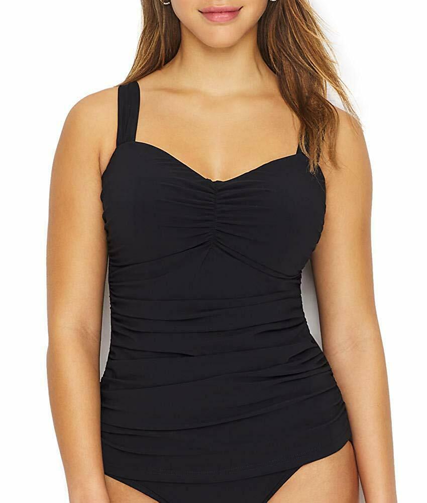Profile by Gottex TUTTI FRUTTI BLACK Underwire Tankini Swim Top, US 32E
