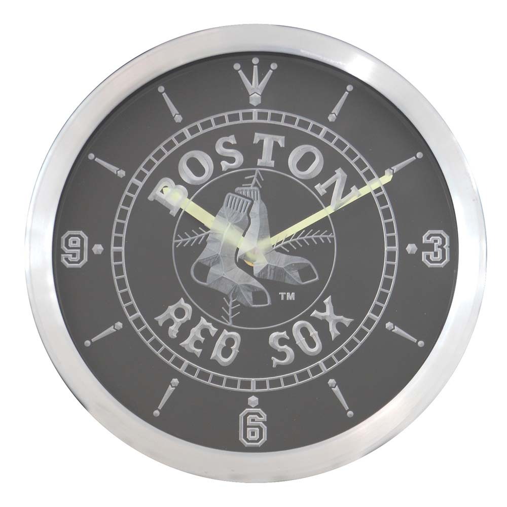Boston Red Sox LED Neon Sign Wall Wall Clock Vintage Design Illuminated