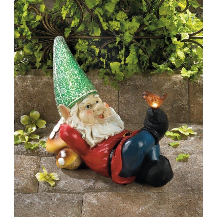 LAZY GNOME SOLAR STATUE - $50.00